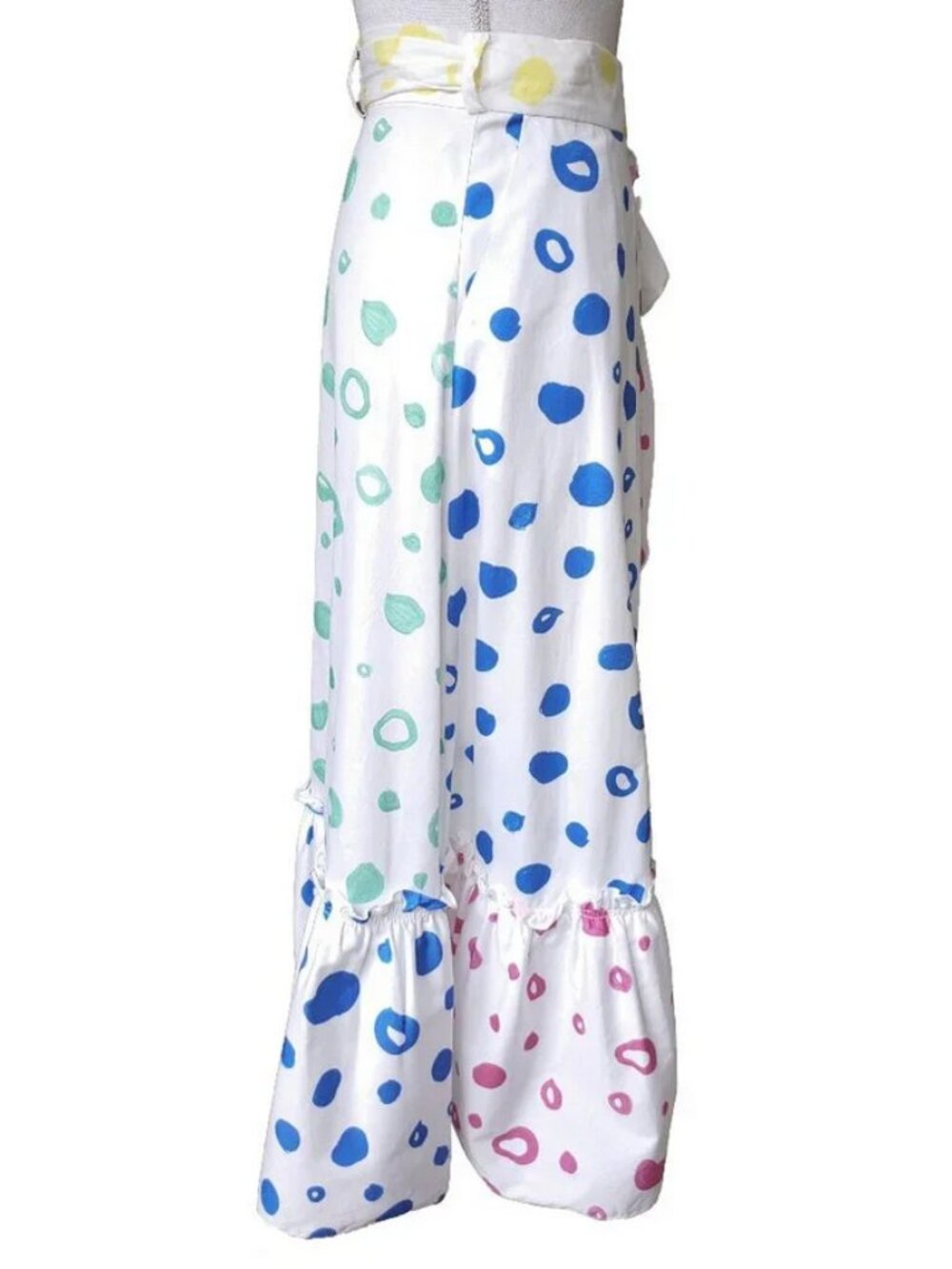 Mira Mirkati Skirt Ruffle Wrap 100% Cotton Polka Dot Midi - Picture 5 of 16